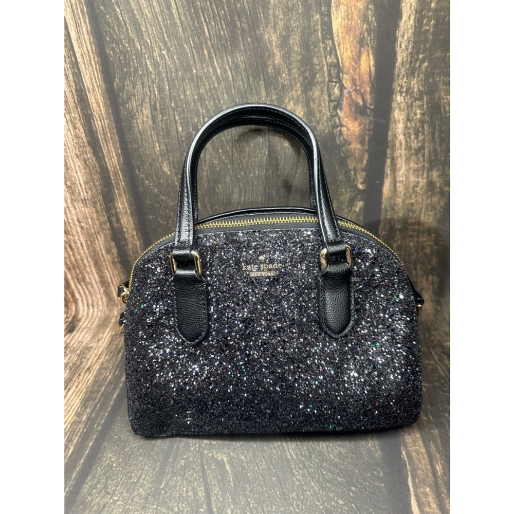 Kate Spade Laurel Way Black Glitter Mini Reiley Satchel 001 Black